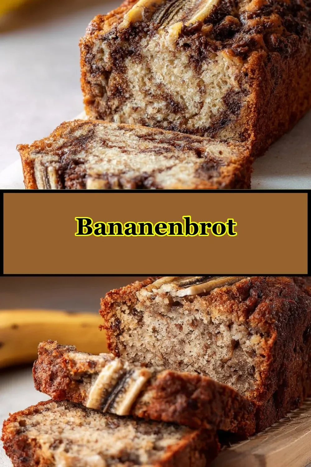 Leckeres Bananenbrot auf einem Holzbrett serviert
