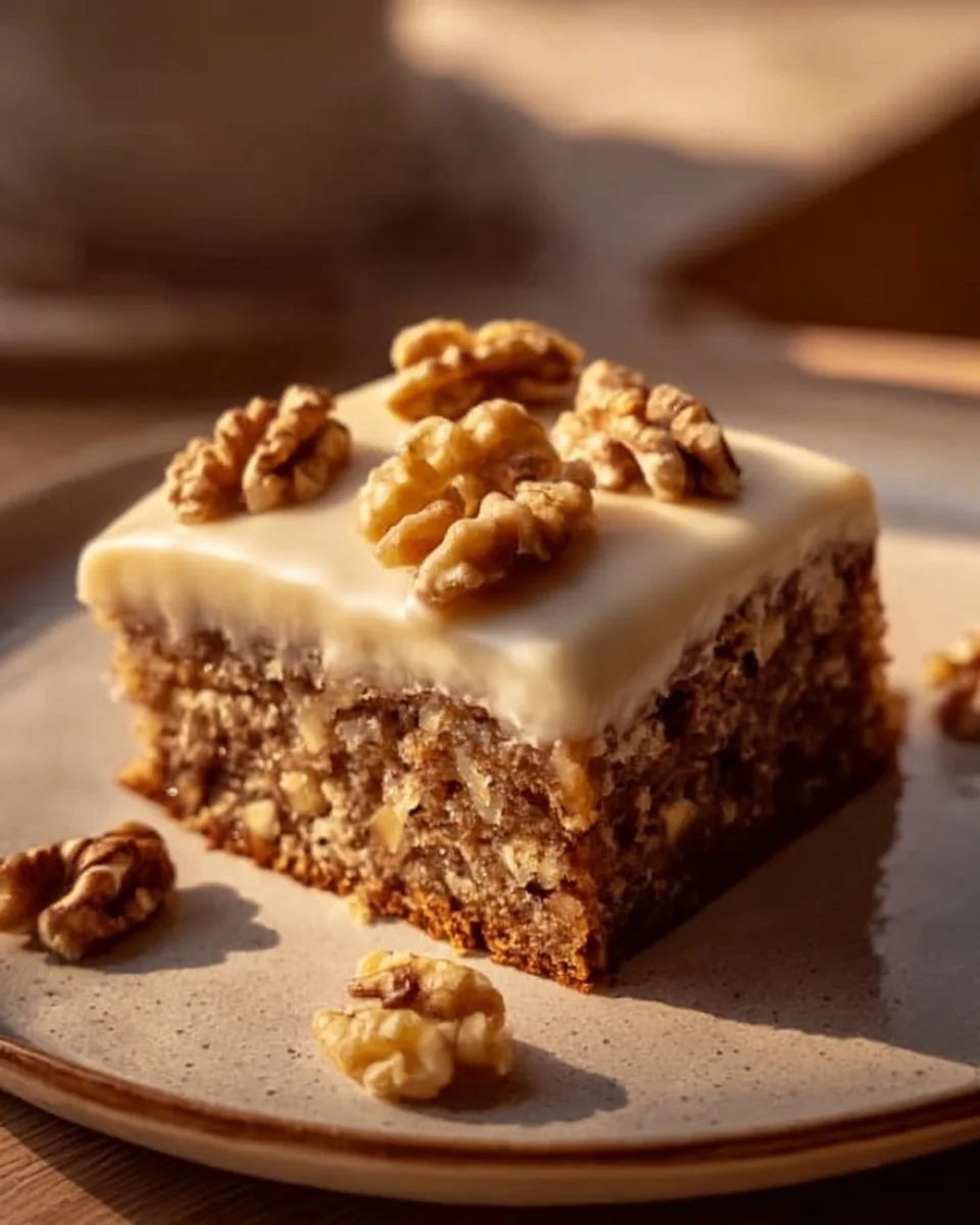 Friss-dich-dumm-Kuchen mit Walnüssen auf einem ansprechenden Teller