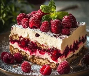Himbeer-Spekulatius-Tiramisu mit frischen Himbeeren und Gewürzkeksen