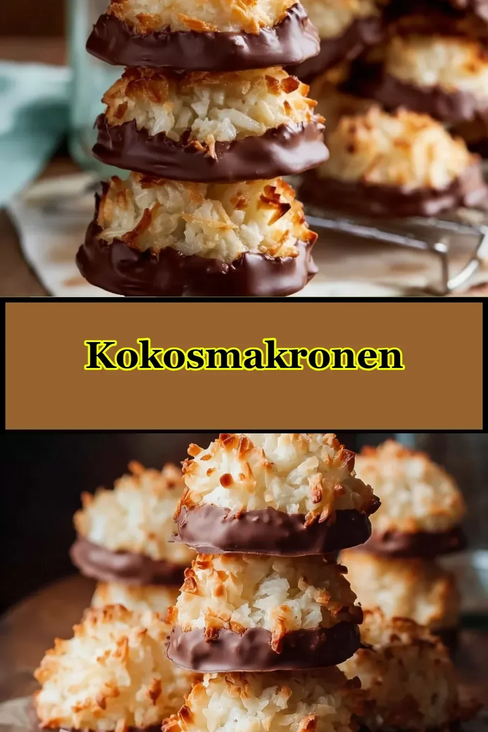 Kokosmakronen auf einem Teller, genietbare Leckerei aus Kokosnuss