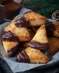 Nussecken auf einem Teller, köstliches Gebäck aus Nüssen und Mürbeteig.