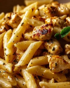 Cremige Hähnchen-Pasta mit frischen Zutaten und aromatischen Kräutern