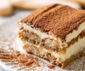 Dessert Tiramisu mit Schichten von Mascarpone, Kaffee und Kakao