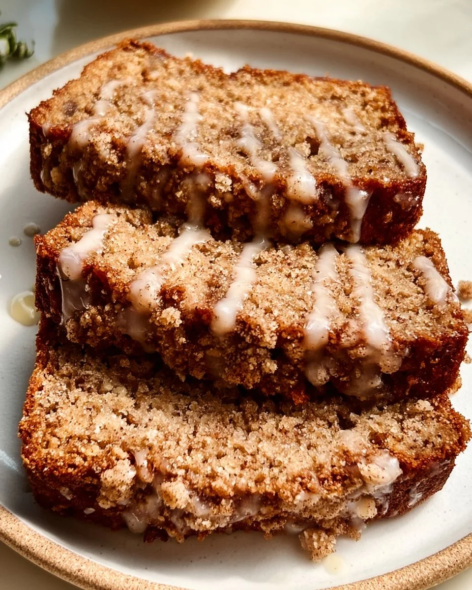 Veganer Zimtrollen-Bananenbrot, glutenfrei und ölfrei, auf einem Holzbrett serviert