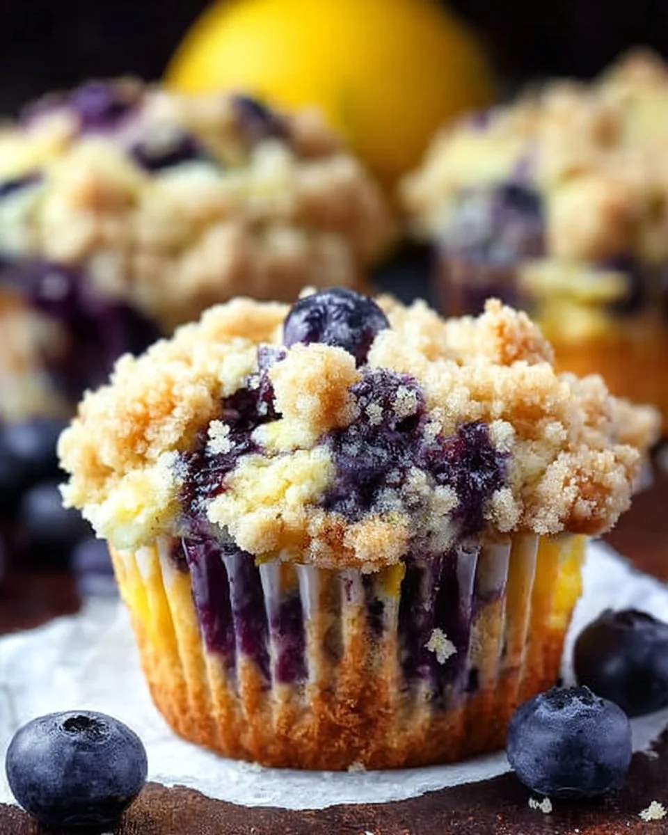 Zitronen-Blaubeer-Muffins mit Streusel