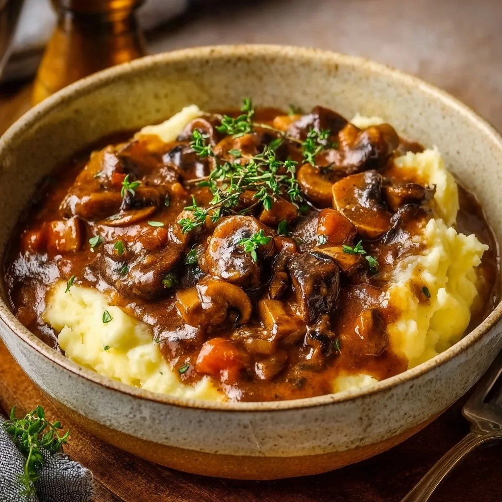 Pilzgulasch mit Kartoffelpüree