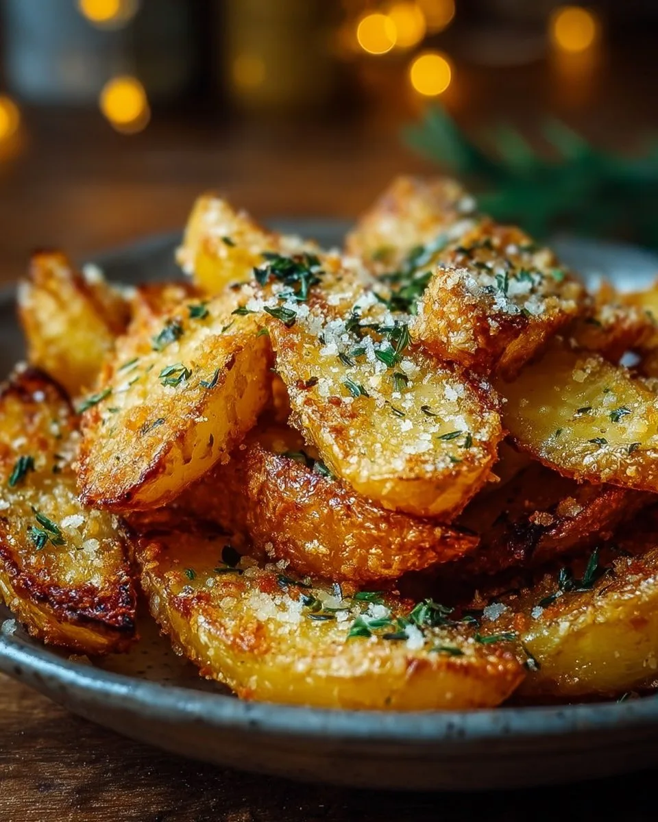Knusprige Kartoffelspalten mit Knoblauch und Parmesan
