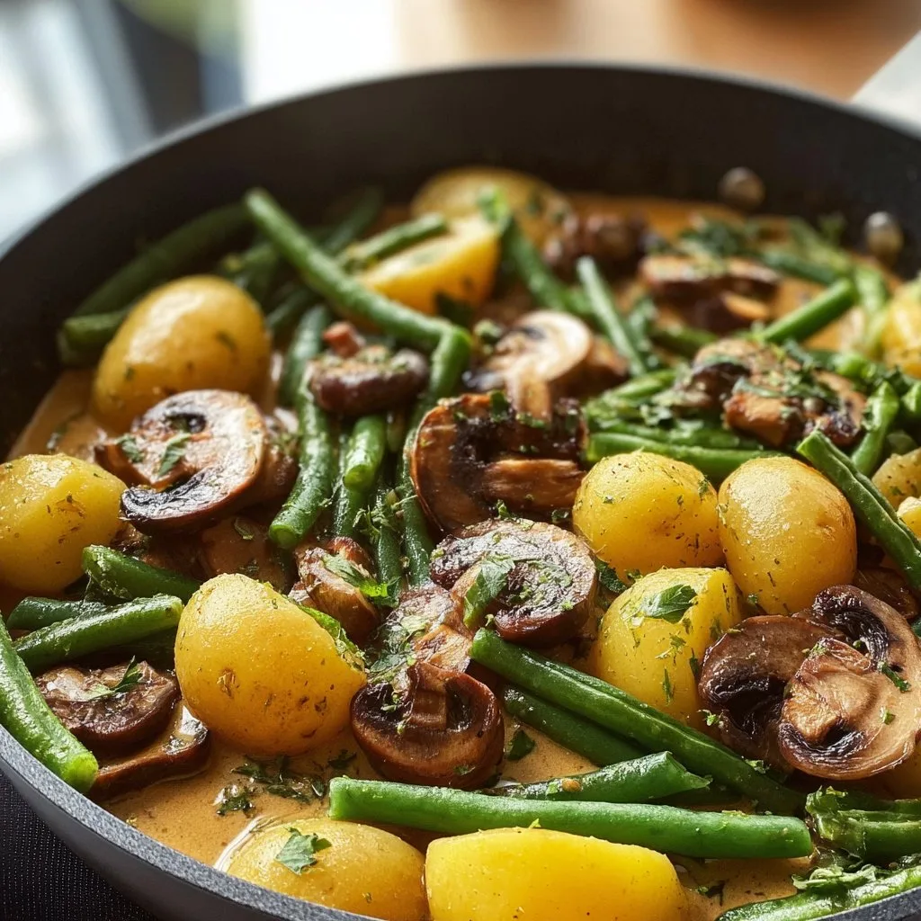 Kartoffel-Pilz-Pfanne mit Bohnen
