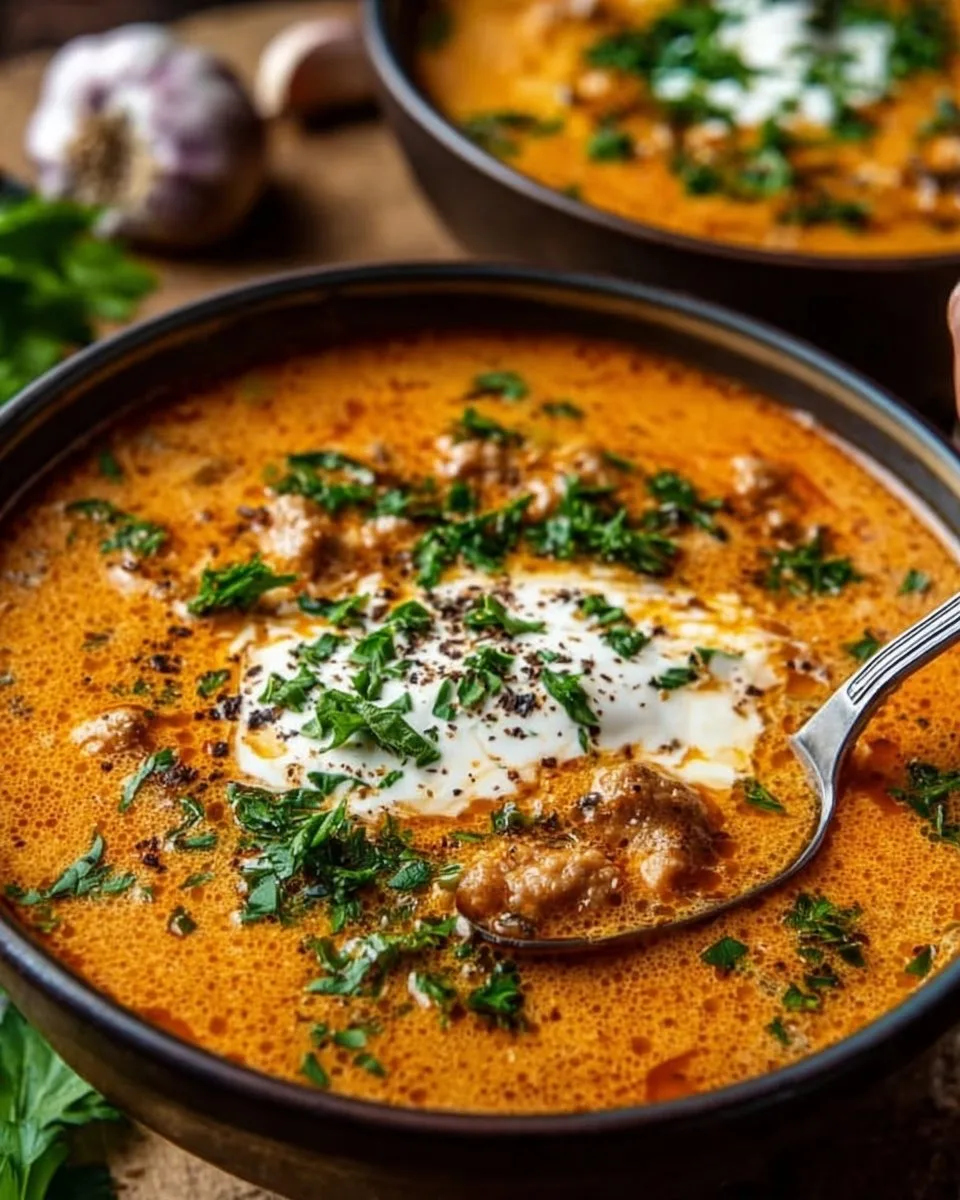 Friss-dich-dumm-Suppe – Cremige Käsesuppe mit Hackfleisch