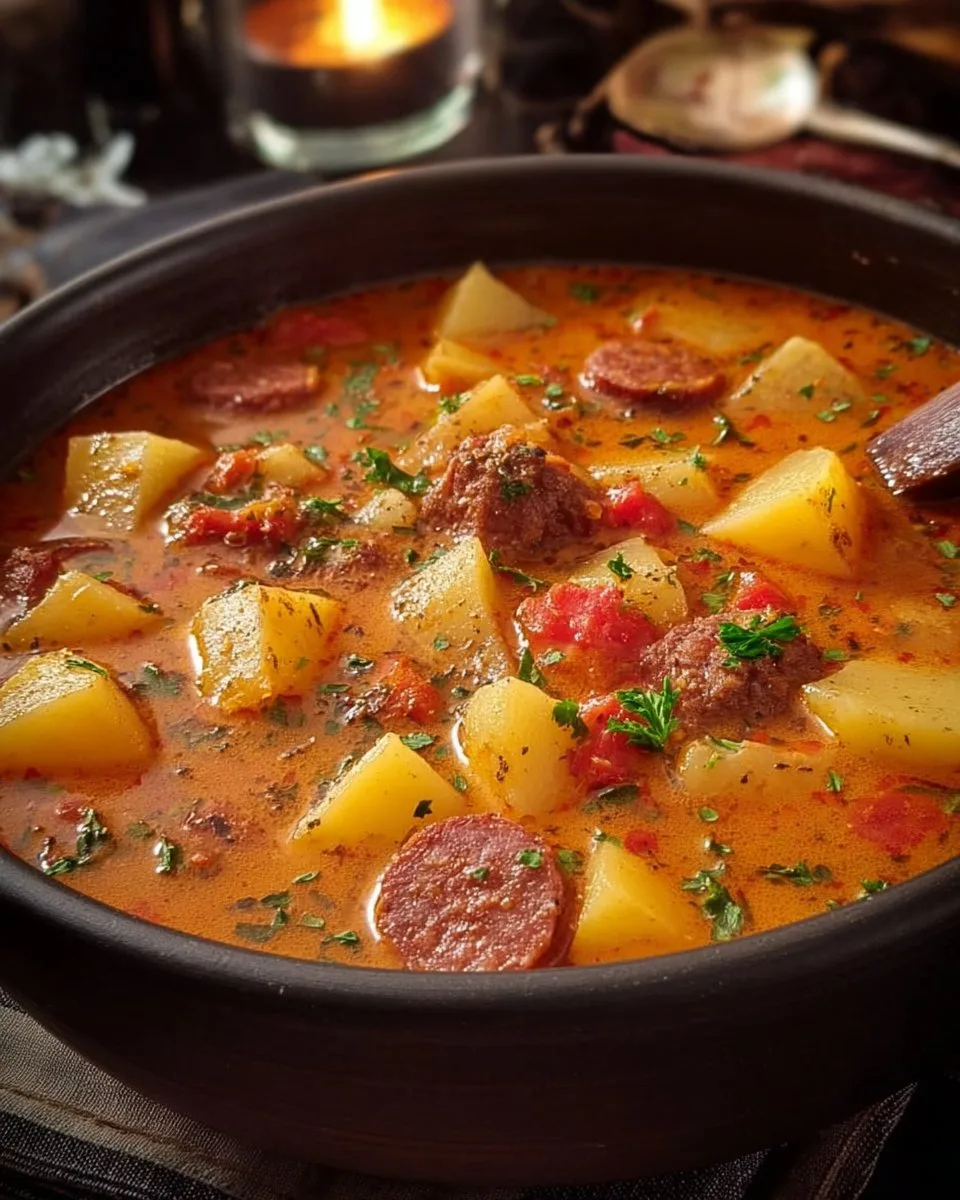 Kartoffelgulasch mit Rindswurst