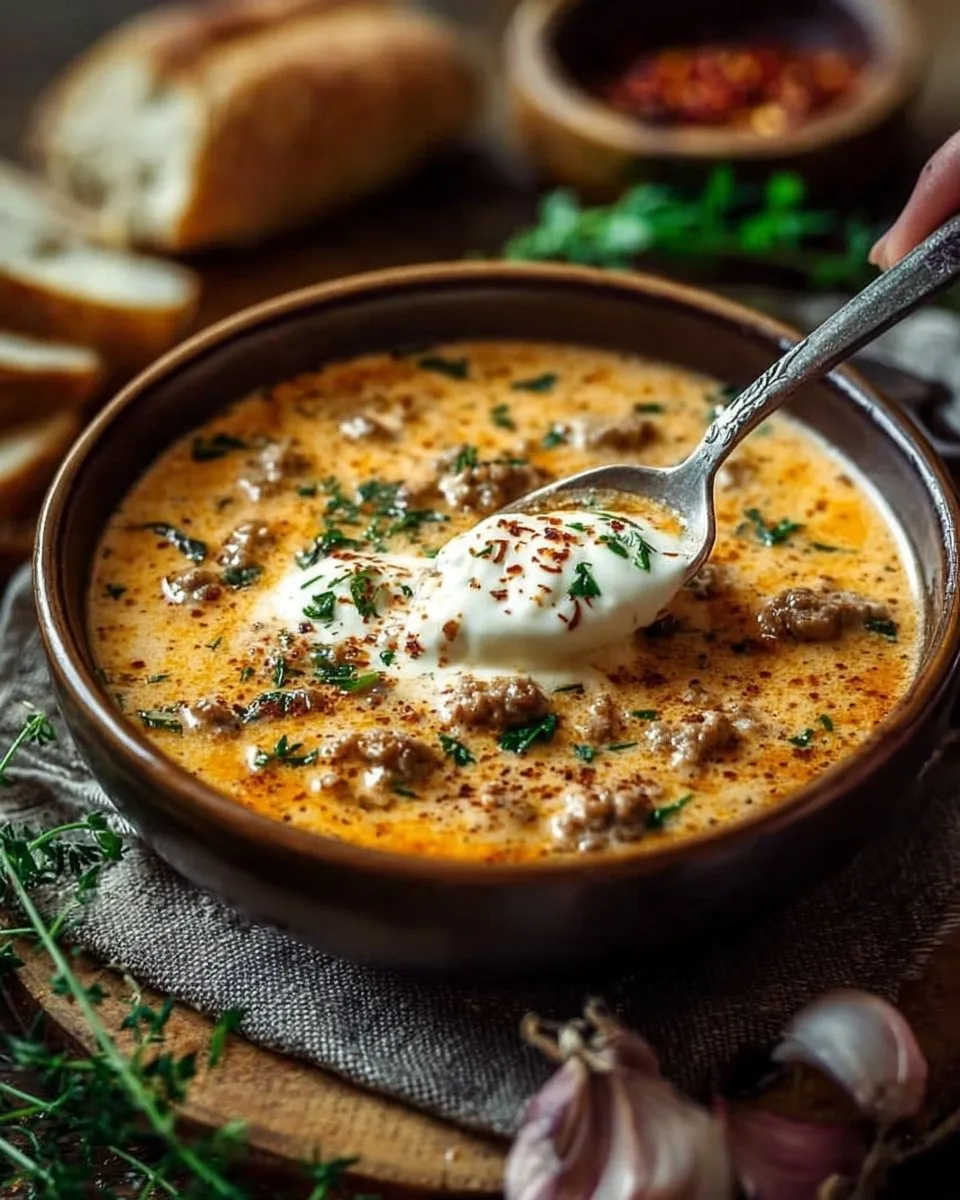 Friss-dich-dumm-Suppe – Cremige Käsesuppe mit Hackfleisch