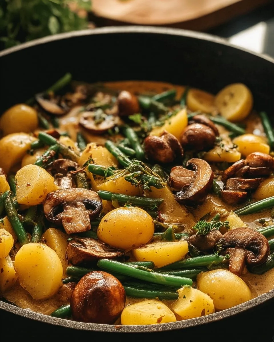 Kartoffel-Pilz-Pfanne mit Bohnen