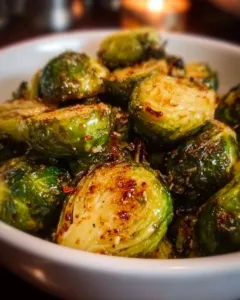 Gekochter Air Fryer Rosenkohl auf einem Teller, serviert mit Gewürzen