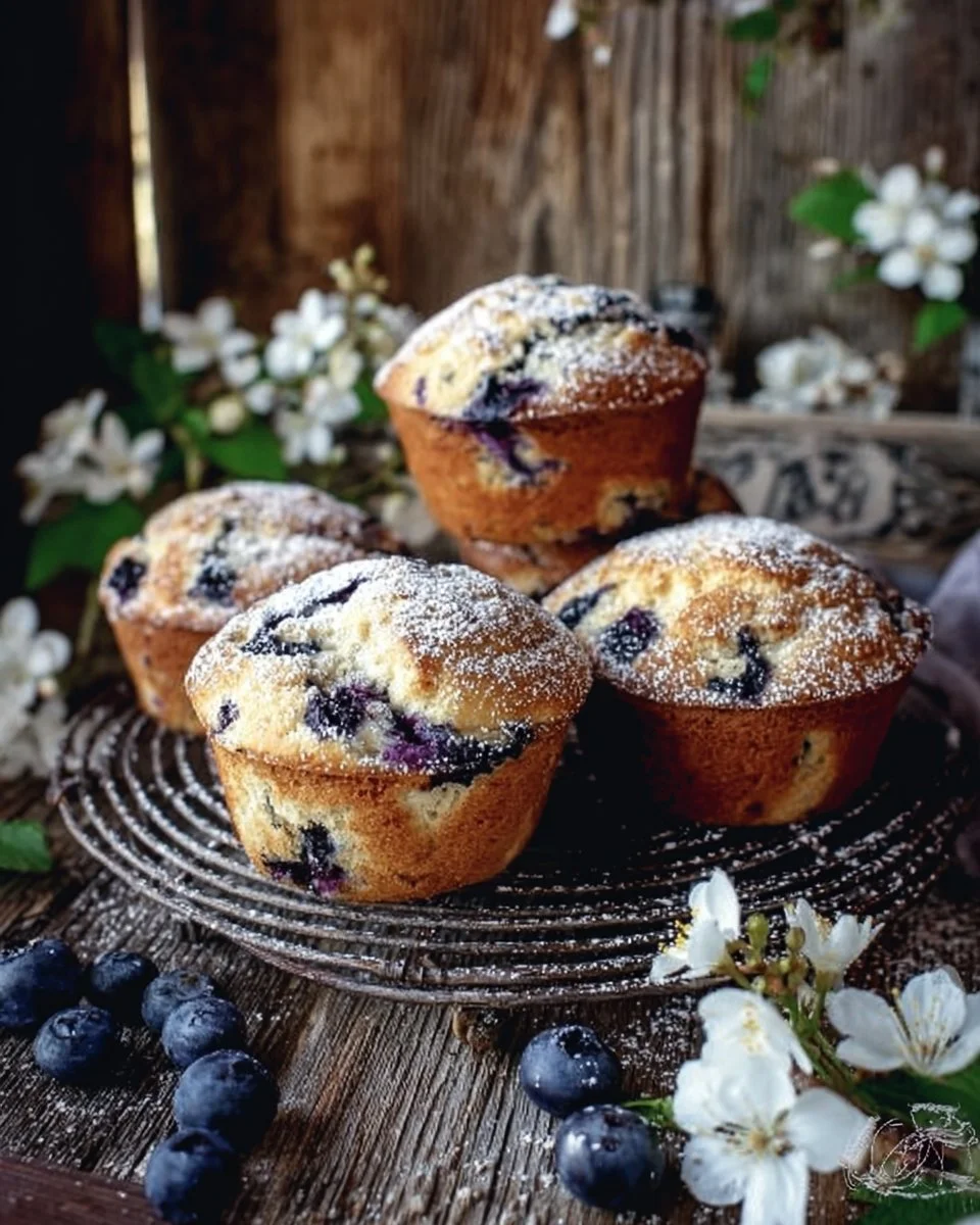 Frische Blaubeermuffins mit saftigen Blaubeeren auf einem Teller