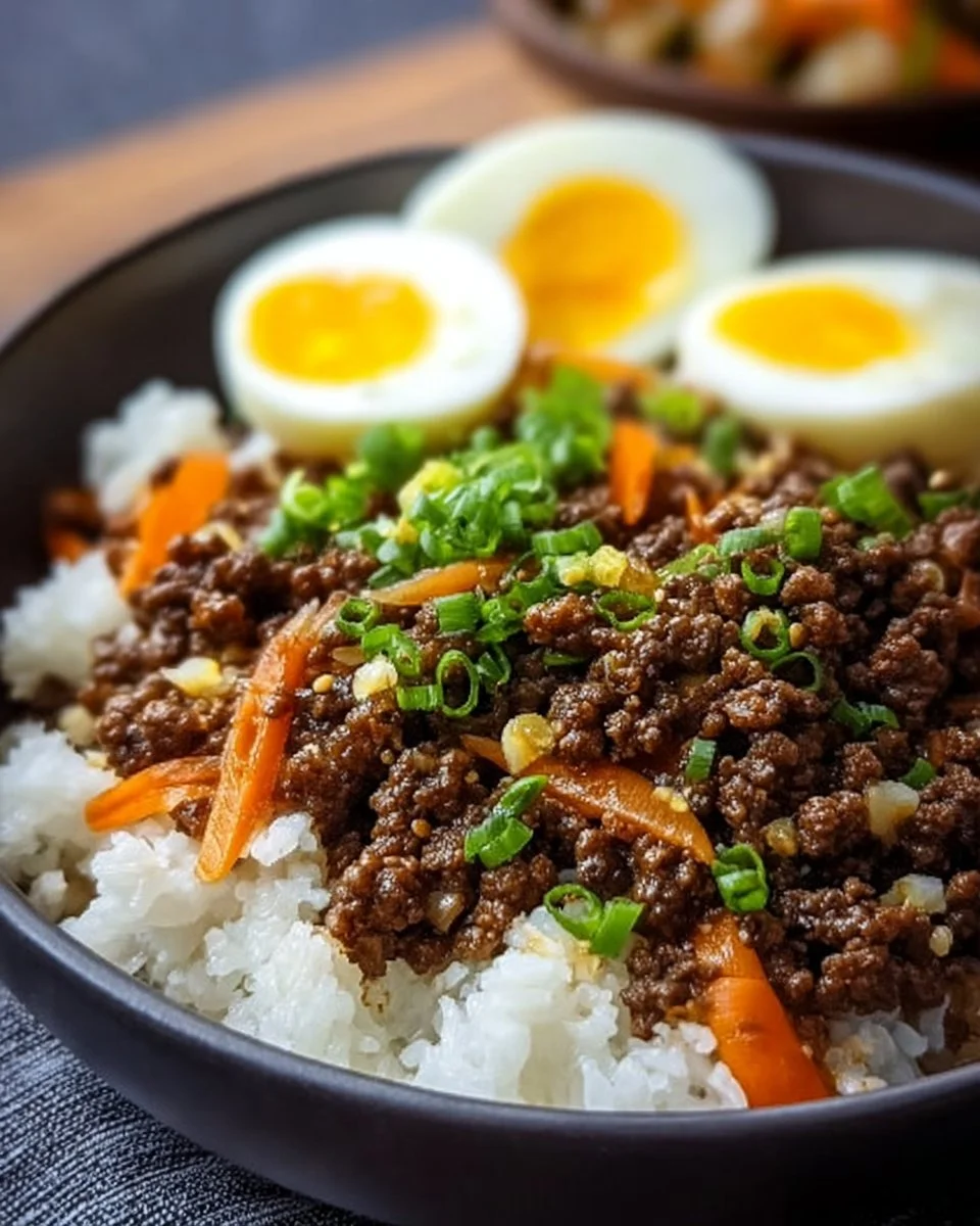 Bulgogi mit Hackfleisch auf einem Teller serviert