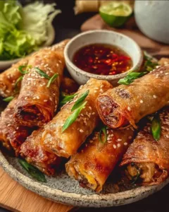 Crispy Frühlingsrollen aus dem Airfryer, perfekt für einen Snack oder eine Mahlzeit.