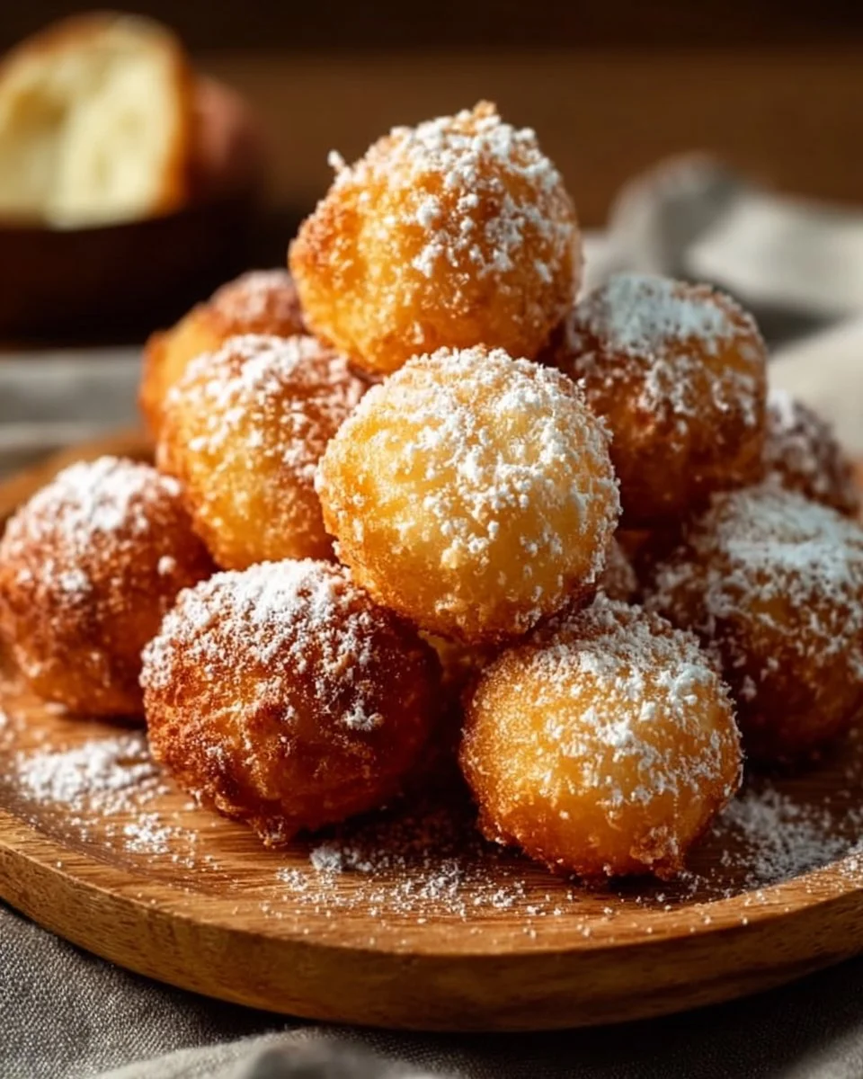 Fluffige Quarkbällchen aus dem Airfryer serviert auf einem Teller