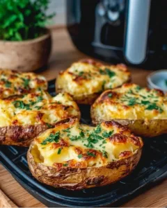 Leckere gebackene Käse-Kartoffeln aus der Heißluftfritteuse