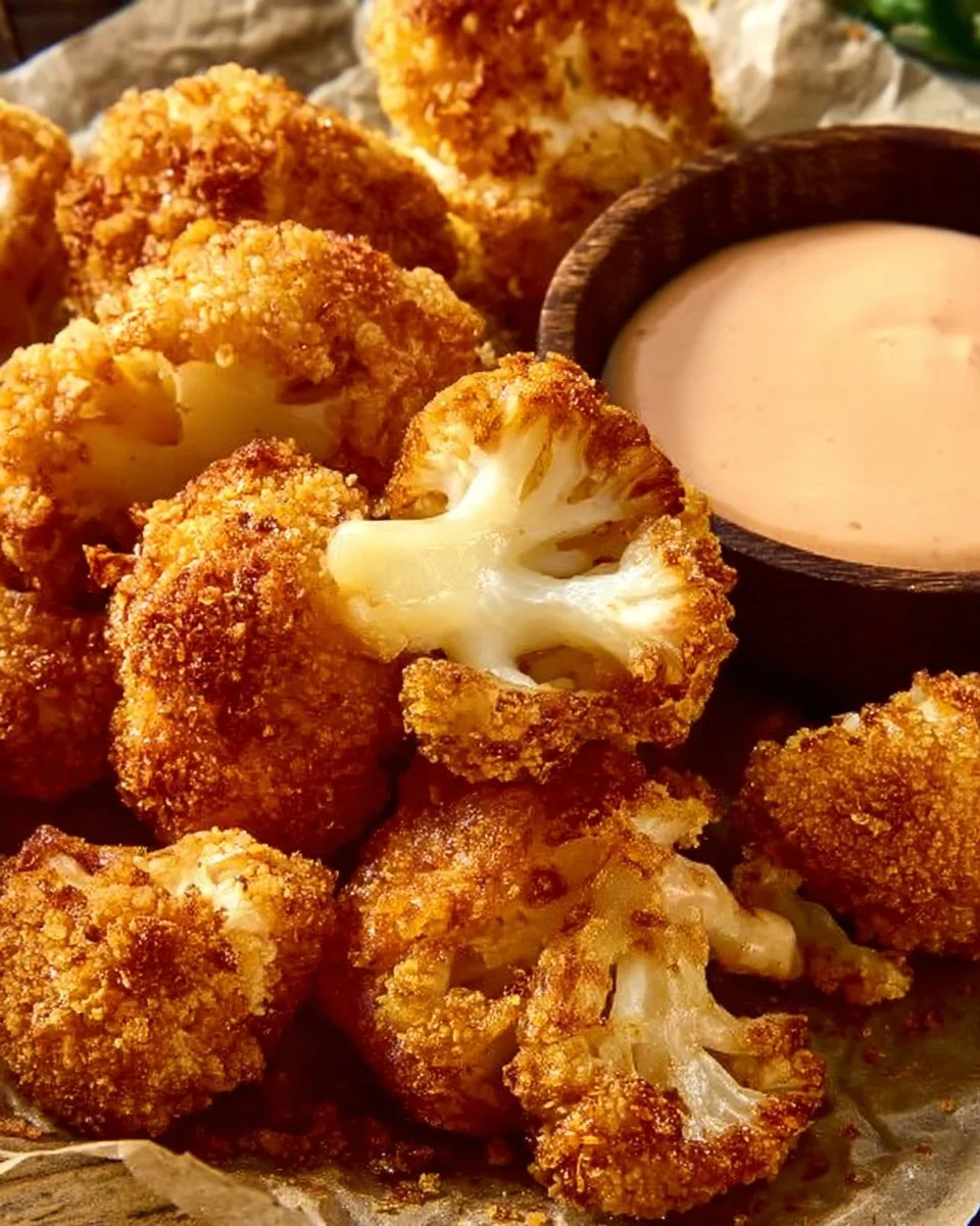 Gebackener Blumenkohl auf einem Teller garniert mit Kräutern