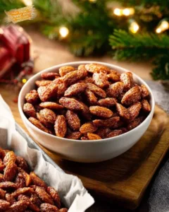 Gebrannte Mandeln aus der Heißluftfritteuse auf einem Teller