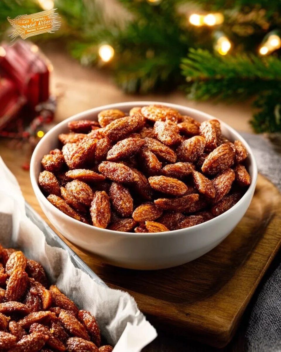 Gebrannte Mandeln aus der Heißluftfritteuse auf einem Teller