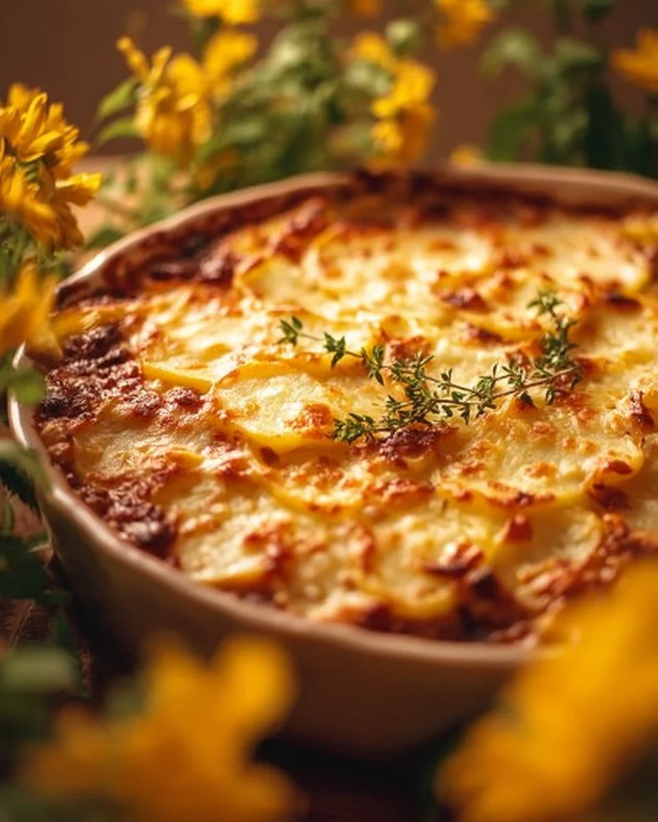 Kartoffelauflauf mit Hackfleisch frisch aus dem Ofen.