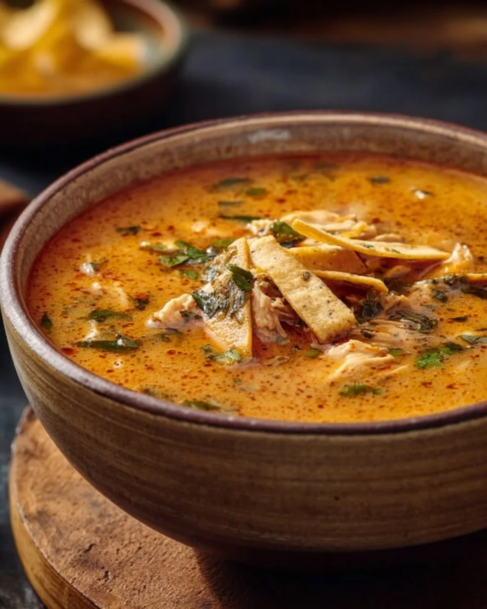 Spicy Mexican Chicken Soup with Tortilla Strips