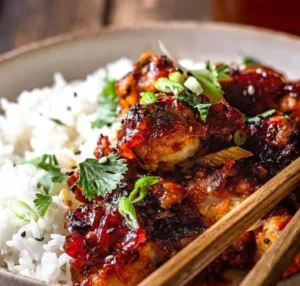 Luftgebackener koreanischer Chili-Blumenkohl mit Gochujang auf einem Teller