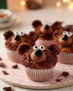 Lustige Bärenmuffins in Form von Bären für Kindergeburtstage