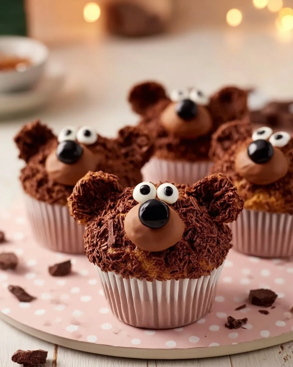 Lustige Bärenmuffins in Form von Bären für Kindergeburtstage