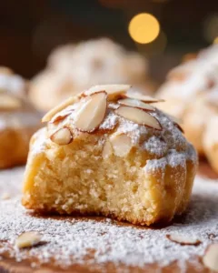 Saftige Marzipan-Plätzchen auf einem Teller, dekoriert mit Puderzucker.