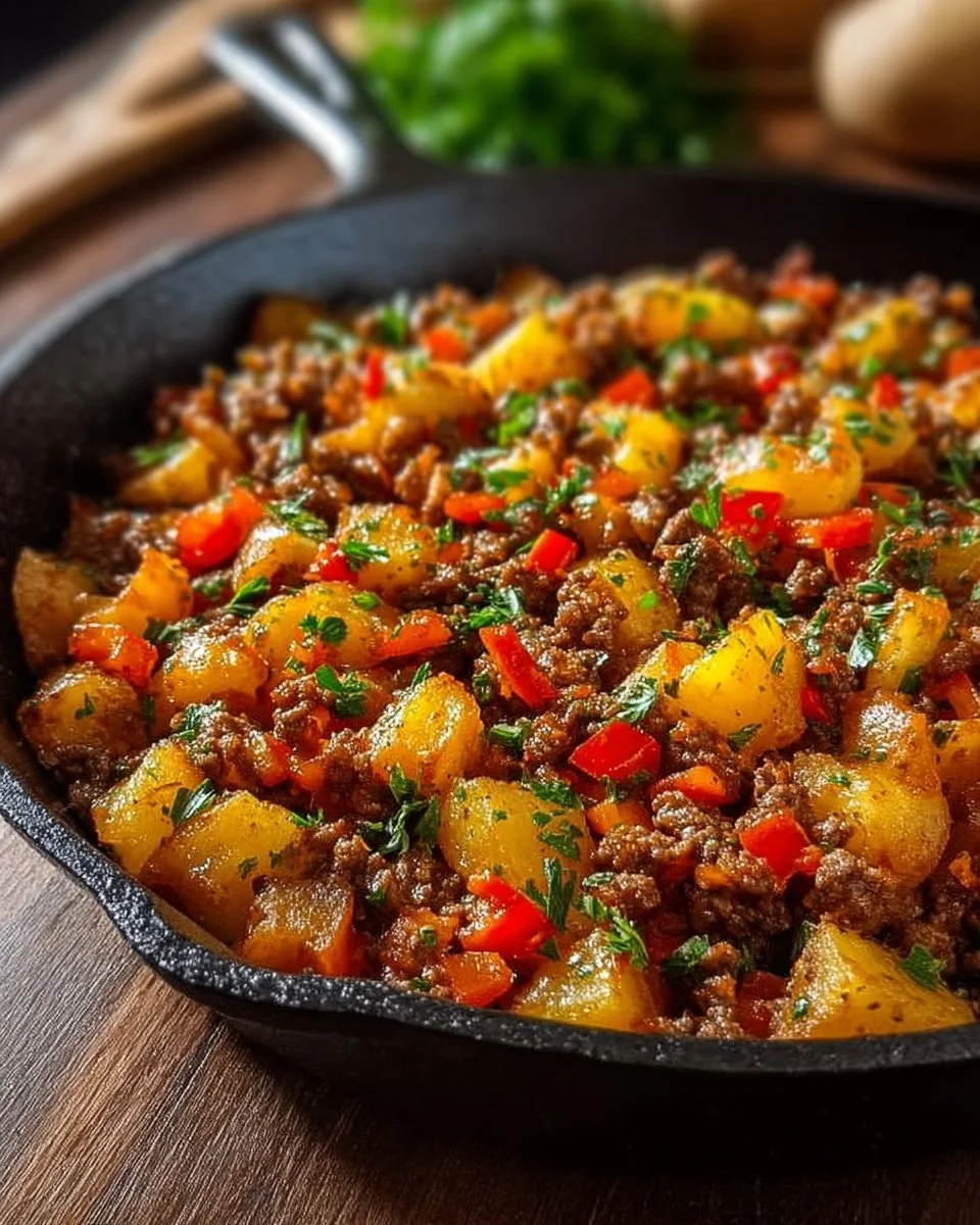 Mexikanische Gartenbeef-Pfanne mit Kartoffeln für 4 Personen