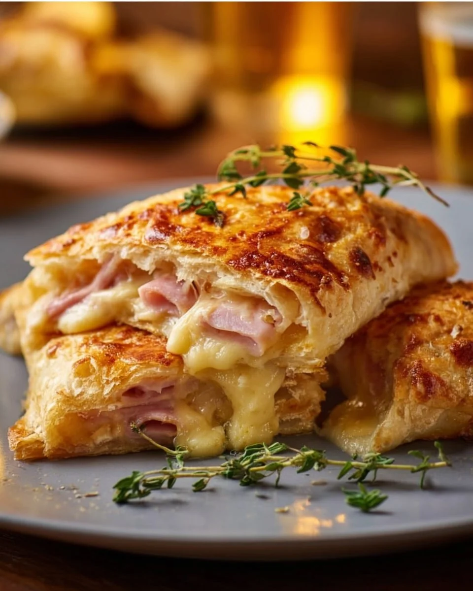Köstliche Schinken-Käse-Taschen frisch aus dem Airfryer