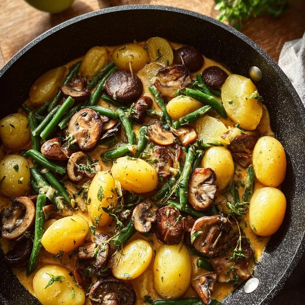 Kartoffel-Pilz-Pfanne mit Bohnen