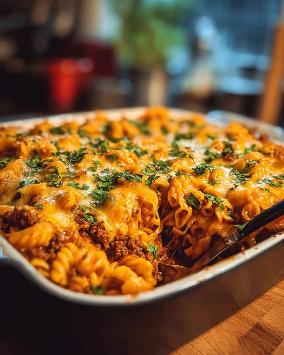 Saftiger Hackfleisch Nudelauflauf