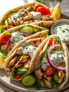 Knusprig mariniertes Hähnchen im Fladenbrot