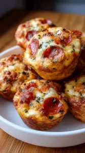Leckere Pizza-Muffins mit Käse und Belägen