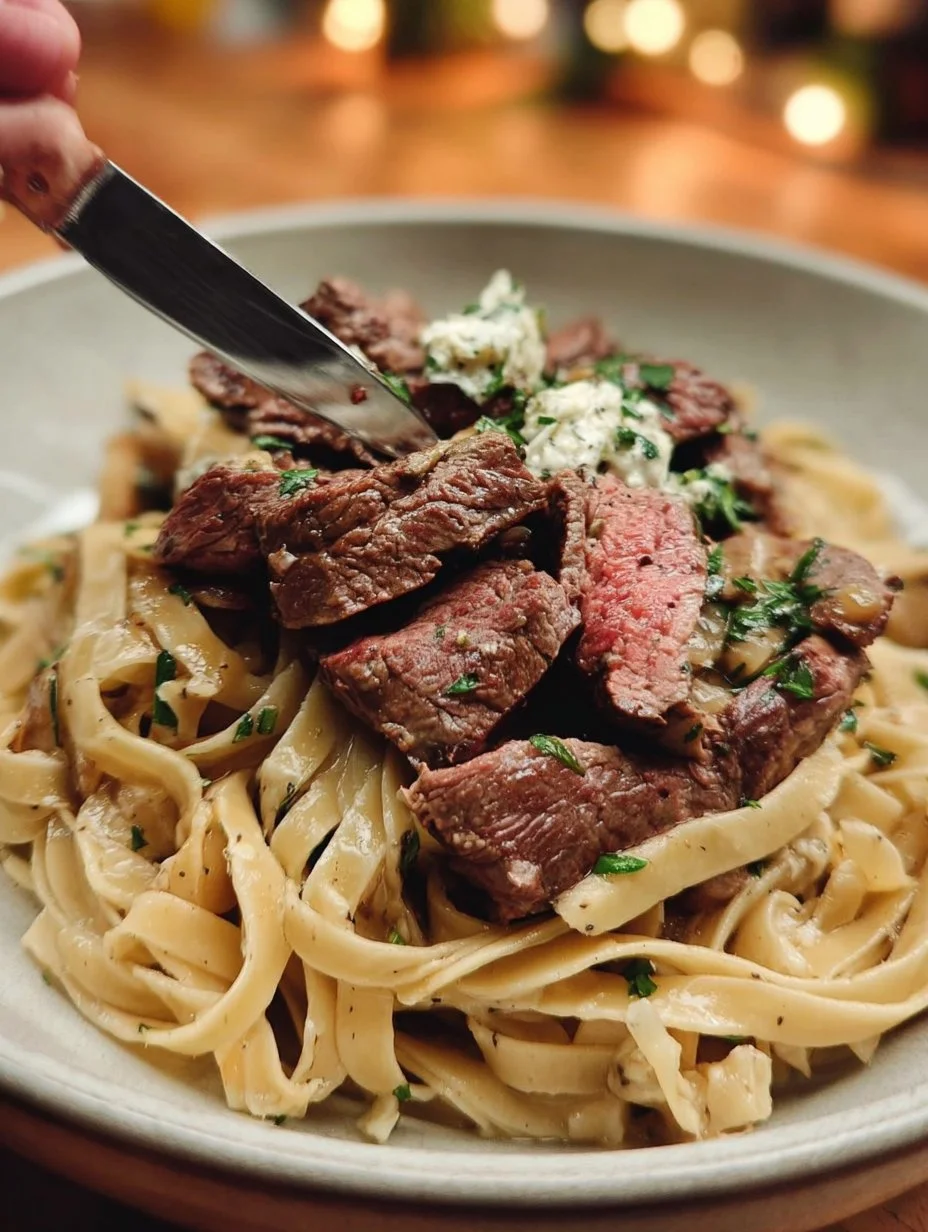 Steak-Pasta mit Boursin
