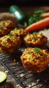 Vegane herzhafte Gemüsemuffins auf einem Teller angerichtet