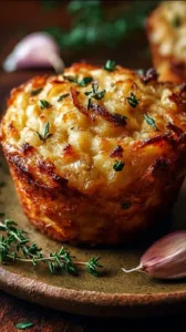 Frische, herzhafte Zwiebelkuchenmuffins auf einem Teller serviert