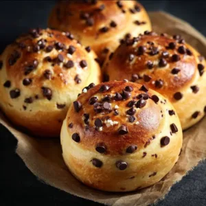 Leckere 10-Minuten Schoko-Brötchen mit Quark auf einem rustikalen Holzbrett