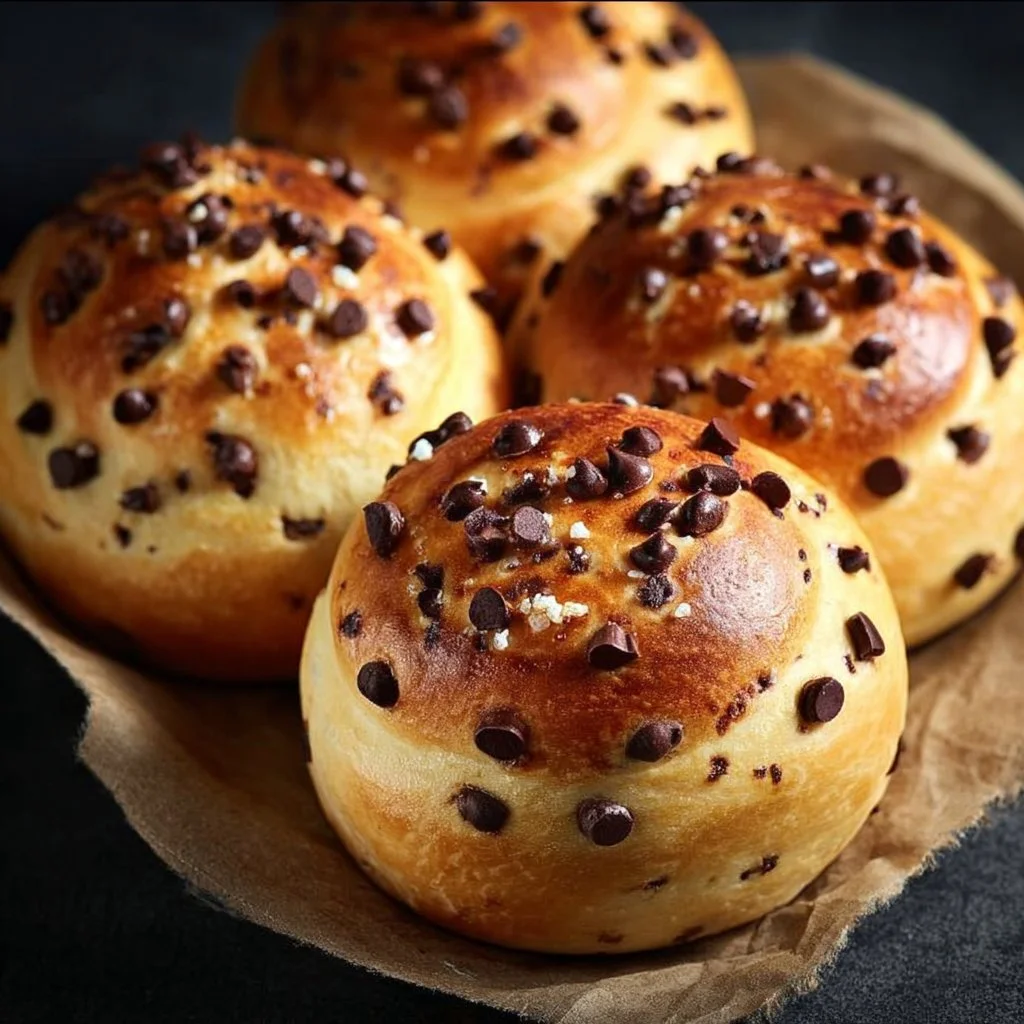 Leckere 10-Minuten Schoko-Brötchen mit Quark auf einem rustikalen Holzbrett