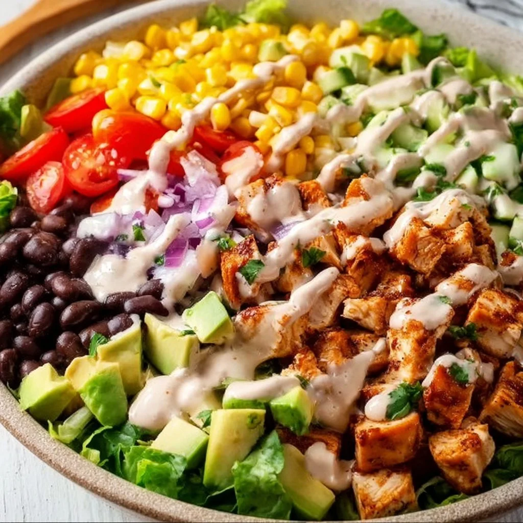 BBQ-Hühnchensalat - Mit cremigem BBQ-Dressing