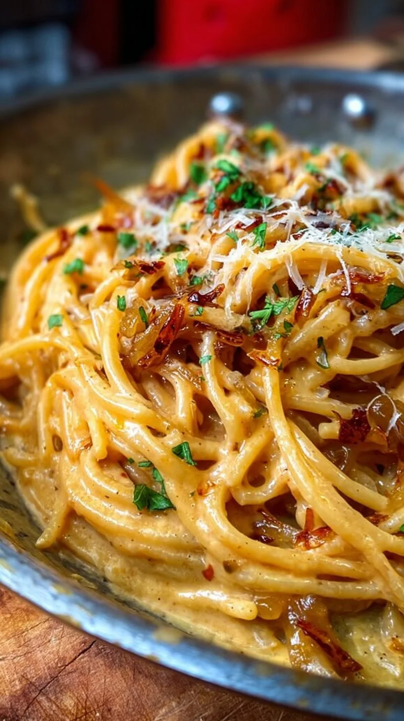 Cremige karamellisierte Zwiebel-Pasta