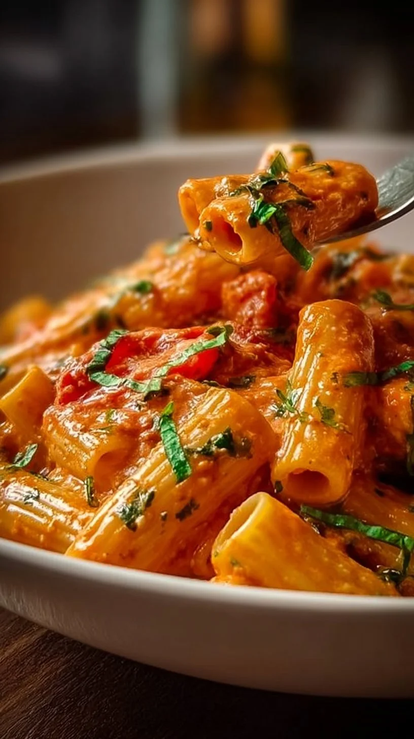 Cremige Tomaten-Knoblauch-Pasta mit frischen Zutaten