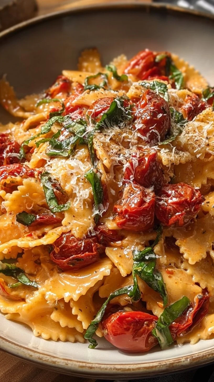 Cremige toskanische Pasta mit langsam gerösteten Tomaten