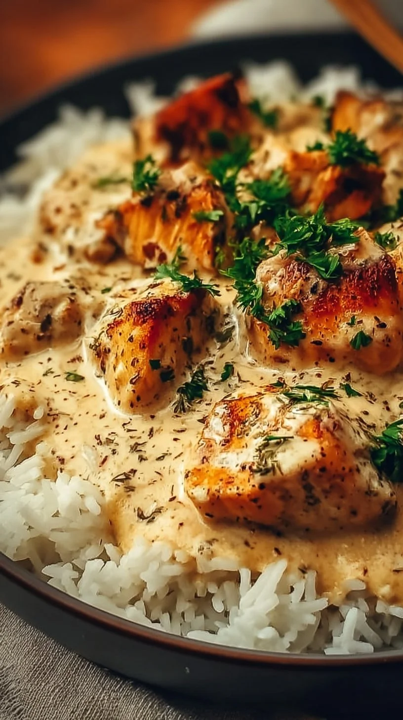 Cremiges Hähnchen mit Reis in 30 Minuten zubereiten