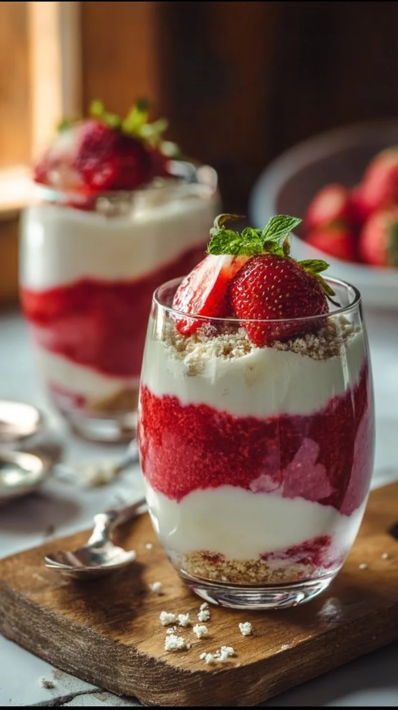 Erdbeer-Dessert im Glas