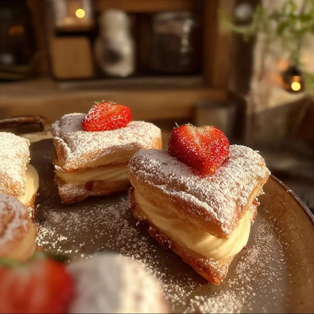 Erdbeer Herzen mit Puddingcreme