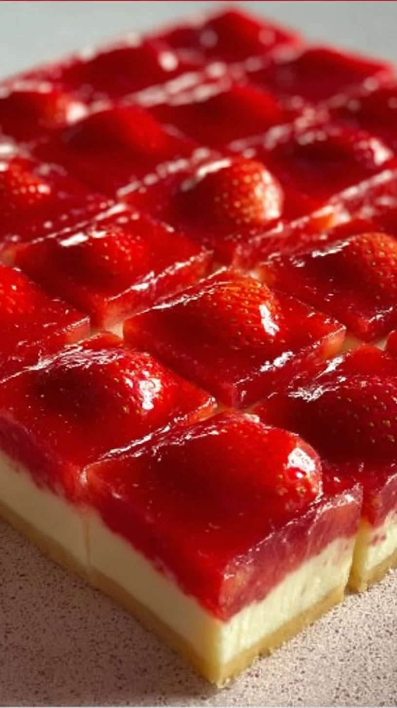 Erdbeerkuchen mit Schmand-Vanillecreme auf einem Teller serviert